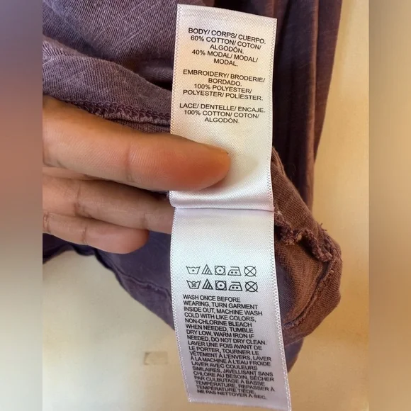 Lucky Brand Embroidered Boho Top Purple Long Sleeve Size Medium - Picture 5 of 6